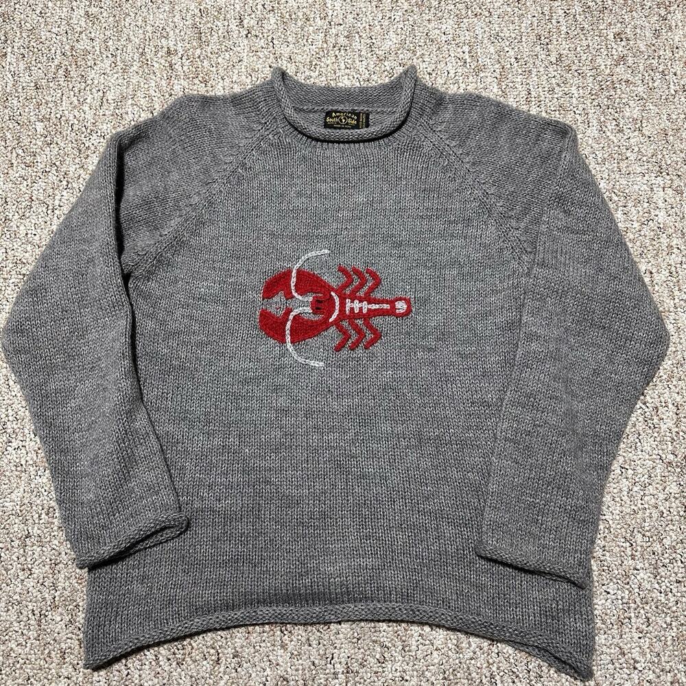 American South Side Sweater Womens L XL Alpaca Wool Blend Rolled Cozy EUC Gray